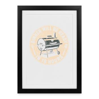 Grillen BBQ Griller Herren Lustiges Grillen - Gerahmtes Poster (27 × 37 cm) - Schwarz - Vorne