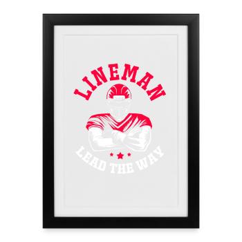 Joueur de ligne de football américain - Affiche encadrée (27 × 37 cm) - noir - Devant