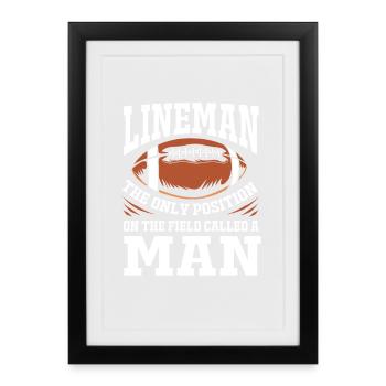 Joueur de ligne de football américain - Affiche encadrée (27 × 37 cm) - noir - Devant