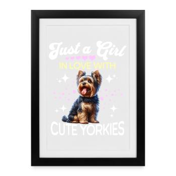Yorkshire Terrier Girl - Framed poster (27 × 37 cm) - black - Front