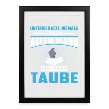 Taubenzüchter Spruch Lustig Taubenflüsterer - Gerahmtes Poster (27 × 37 cm) - Schwarz - Vorne