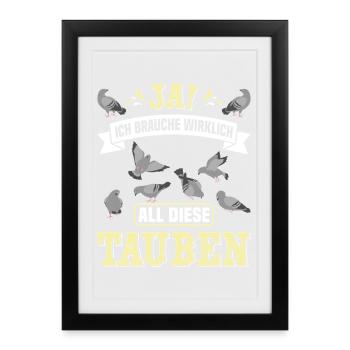 Taube Taubenzüchter Brieftaubensport Taubenverein - Gerahmtes Poster (27 × 37 cm) - Schwarz - Vorne