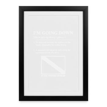 Scuba Diver Scuba Flag Going Down Retro - Framed poster (27 × 37 cm) - black - Front