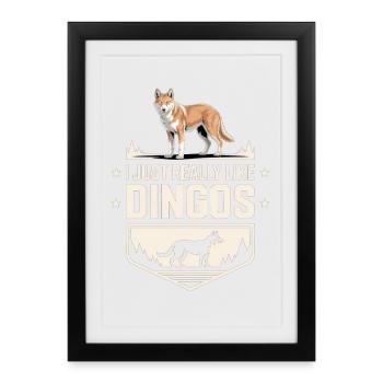 Dingo Animal Dog Sauvage Australien Design - Affiche encadrée (27 × 37 cm) - noir - Devant