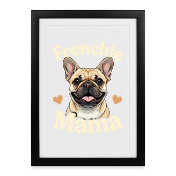 Maman Française Cœur Chien Amoureux Chiens - Affiche encadrée (27 × 37 cm) - noir - Devant