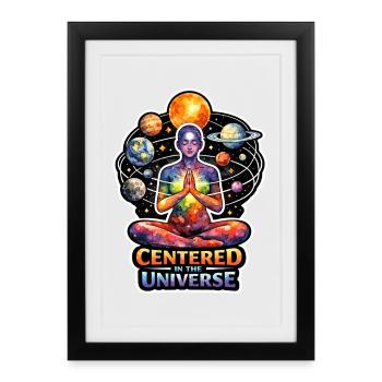 Méditation lunaire, pleine conscience lunaire, spirituel - Affiche encadrée (27 × 37 cm) - noir - Devant