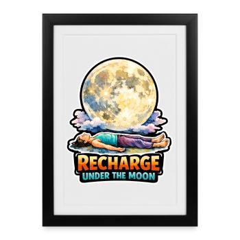 Méditation lunaire, pleine conscience lunaire, spirituel - Affiche encadrée (27 × 37 cm) - noir - Devant