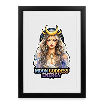 Méditation lunaire, pleine conscience lunaire, spirituel - Affiche encadrée (27 × 37 cm) - noir - Devant