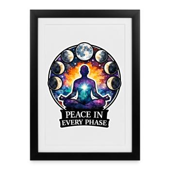 Méditation lunaire, pleine conscience lunaire, spirituel - Affiche encadrée (27 × 37 cm) - noir - Devant