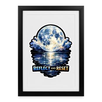 Méditation lunaire, pleine conscience lunaire, spirituel - Affiche encadrée (27 × 37 cm) - noir - Devant