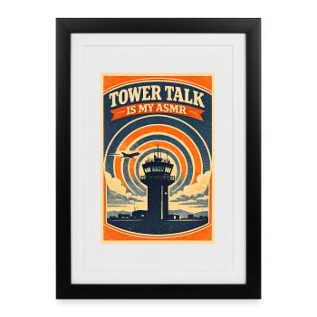 Pure tower radio | Plane Spotter Aviation - Framed poster (27 × 37 cm) - black - Front
