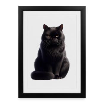 Chat noir - Affiche encadrée (27 × 37 cm) - noir - Devant