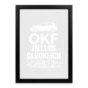 OKF Kontrollfahrt im Ort Dorf Ziellos Glücklich - Gerahmtes Poster (27 × 37 cm) - Schwarz - Vorne