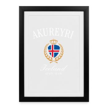 Akureyri Island Crest Crown – Travel Souvenir - Framed poster (27 × 37 cm) - black - Front