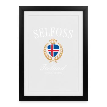 Selfoss Island Crest Crown – Travel Souvenir - Framed poster (27 × 37 cm) - black - Front