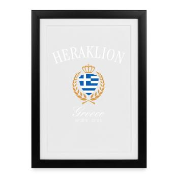 Armoiries de Héraklion Grèce Souvenir de voyage de la couronne - Affiche encadrée (27 × 37 cm) - noir - Devant