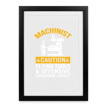 CNC Machinists Cutting Machine Operators Turners Milling Cutters - Framed poster (27 × 37 cm) - black - Front