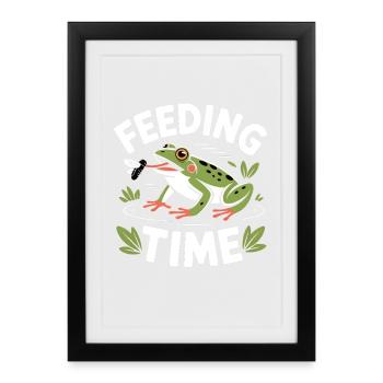 Terraristiques de grenouilles à l’heure de l’alimentation - Affiche encadrée (27 × 37 cm) - noir - Devant
