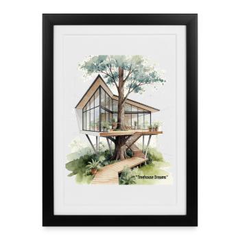 Treehouse Dreams Glass Haven - Framed poster (27 × 37 cm) - black - Front