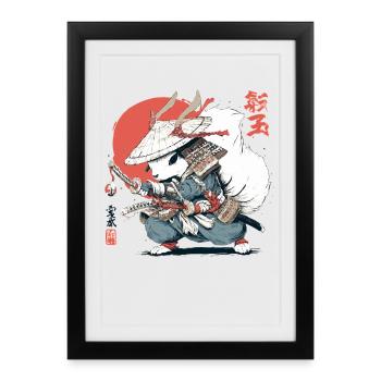 Samurai Squirrel Japanese Warrior Ukiyo-e Style Su - Framed poster (27 × 37 cm) - black - Front