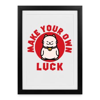 Fais ta propre chance Maneki Neko - Affiche encadrée (27 × 37 cm) - noir - Devant