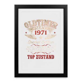 55. Geburtstag Geschenk Mann Oldtimer Mai 1971 - Gerahmtes Poster (27 × 37 cm) - Schwarz - Vorne