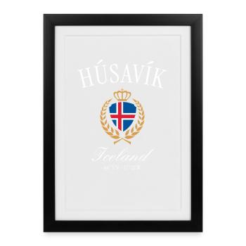 Húsavík Island Coat of Arms Crown – Travel Souvenir - Framed poster (27 × 37 cm) - black - Front