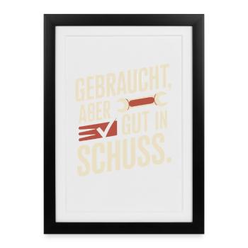 Anniversaire de voiture classique d’occasion mais en bon état - Affiche encadrée (27 × 37 cm) - noir - Devant
