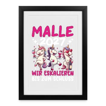 Malle 2027 Nous montons jusqu’à la fin de la licorne - Affiche encadrée (27 × 37 cm) - noir - Devant