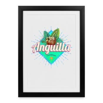 Souvenir d’Anguilla dans les Caraïbes Vintage Island - Affiche encadrée (27 × 37 cm) - noir - Devant