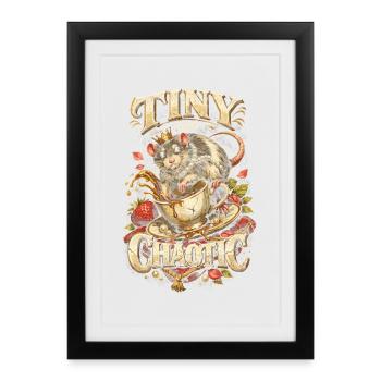 Rat de couleur Rat Fancy Rat House Rat Petit mais chaotique - Affiche encadrée (27 × 37 cm) - noir - Devant