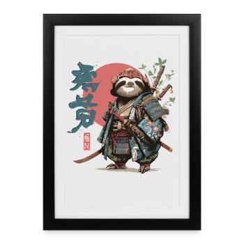 Samurai-Faultier-Krieger - Gerahmtes Poster (27 × 37 cm) - Schwarz - Vorne