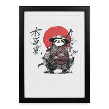 Sloth Samurai Under Red Sun - Framed poster (27 × 37 cm) - black - Front