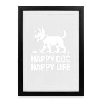 Happy Dog Living Happy Noise Work - Affiche encadrée (27 × 37 cm) - noir - Devant