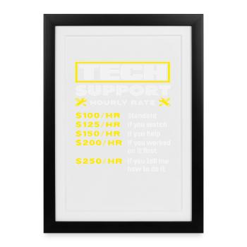Tech Support Hourly Wage Price List IT - Framed poster (27 × 37 cm) - black - Front