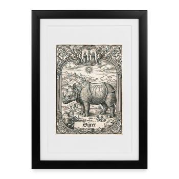 Durer-s Rhinoceros by Albrecht Durer - Gerahmtes Poster (27 × 37 cm) - Schwarz - Vorne