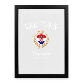 Krk Kroatien Wappen Krone – Reise Souvenir - Gerahmtes Poster (27 × 37 cm) - Schwarz - Vorne