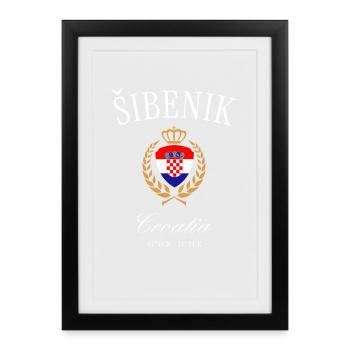 Šibenik Croatia Coat of Arms Crown – Travel Souvenir - Framed poster (27 × 37 cm) - black - Front