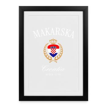 Makarska Kroatien Wappen Krone – Reise Souvenir - Gerahmtes Poster (27 × 37 cm) - Schwarz - Vorne
