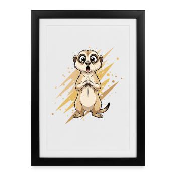 Surprising meerkat - Framed poster (27 × 37 cm) - black - Front