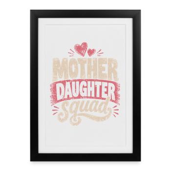Conception du cœur de l’équipe Mère-Fille - Affiche encadrée (27 × 37 cm) - noir - Devant