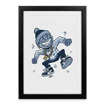 Grinning Rapper with Gold Chain - Framed poster (27 × 37 cm) - black - Front