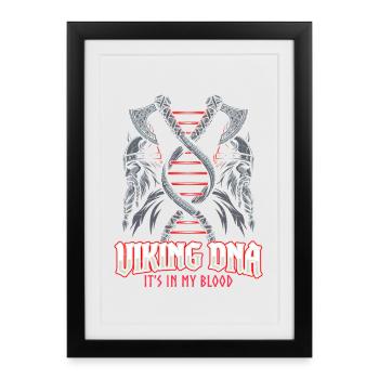 Symbole de hache à ADN viking – C’est dans le sang - Affiche encadrée (27 × 37 cm) - noir - Devant