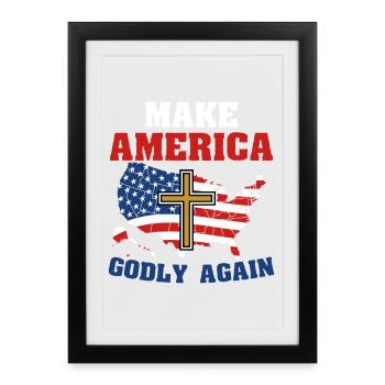 Rendre l’Amérique à nouveau pieuse chrétienne USA Cross Art - Affiche encadrée (27 × 37 cm) - noir - Devant