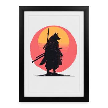 Le Cavalier Samouraï du Crépuscule du Loup - Affiche encadrée (27 × 37 cm) - noir - Devant