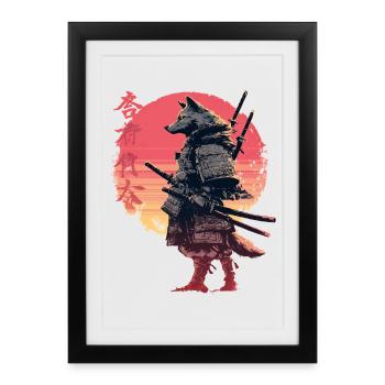 Wolf Samurai at Sunset - Framed poster (27 × 37 cm) - black - Front