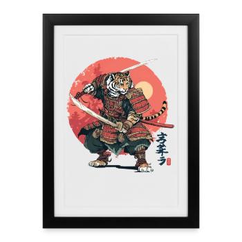Samouraï Tigre en armure cramoisie - Affiche encadrée (27 × 37 cm) - noir - Devant