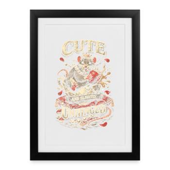 Rat de la maison des rats colorés mignonne et légèrement déjantée - Affiche encadrée (27 × 37 cm) - noir - Devant