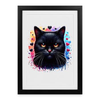 Black cat - Framed poster (27 × 37 cm) - black - Front