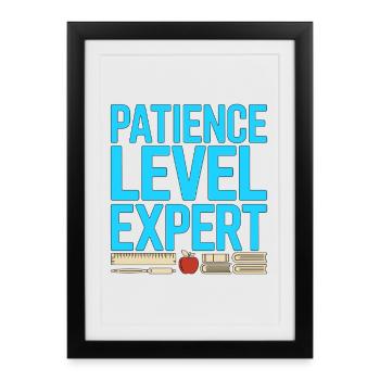 Enseignant principal Niveau de patience Éducateur expert - Affiche encadrée (27 × 37 cm) - noir - Devant